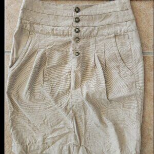 ZARA 100% Cotton Basic Khaki Skirt Size Small
